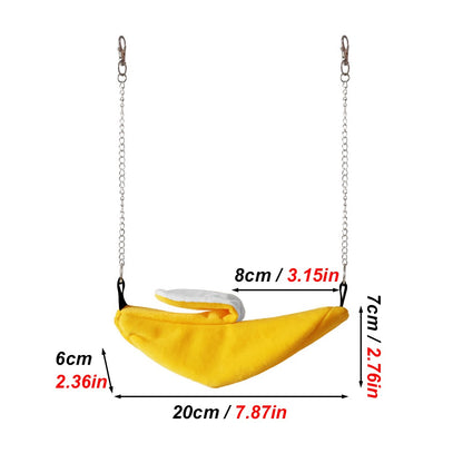 1PC Cama Quente de Inverno em Forma de Banana para Papagaio Ninho de Pássaro Cama de Rede para Papagaio Brinquedo para Pássaro de Estimação Hamster Gaiola de Pendurar Saco de Dormir