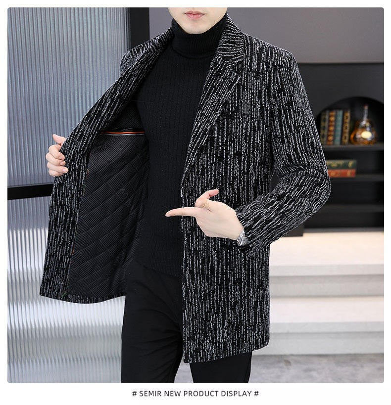 Men's Mid-Length Wool Overcoat - Heavy Blend Winter Trench Coat for Modern Style Wool Overcoat