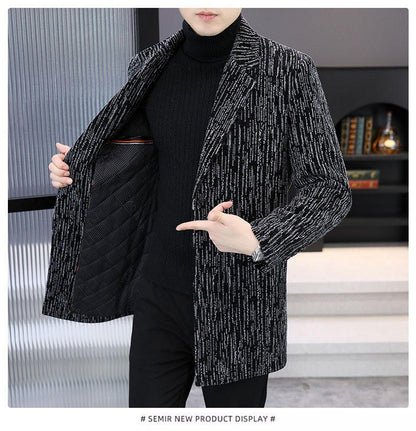 Men's Mid-Length Wool Overcoat - Heavy Blend Winter Trench Coat for Modern Style Wool Overcoat