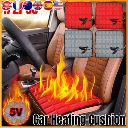 5V USB Heated Car Seat Cover 43x43cm Electric Heating Pad Universal Car Seat Heating Cushion Foot Warmer for Autumn and Winter