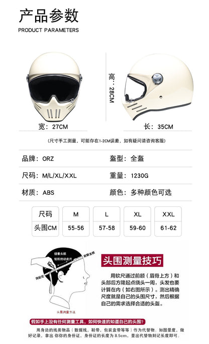 Capacete ORZ para moto de rosto inteiro Viseira de Chopper Retrô Capacete modular com aprovação DOT