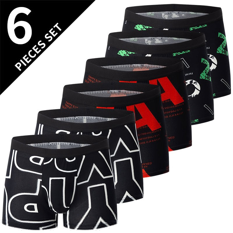 4/5/6/10 Piece Pack Men's Fashion Printed Pants with Various Combinations Plus Size Sports Comfortable Adolescent Boxer Pants