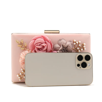 Pearl Clutch Bags Pink Color Girl Best Gift Evening Bags Flower Handmade Style Party Wedding Chian Shoulder Handbags For Luxury
