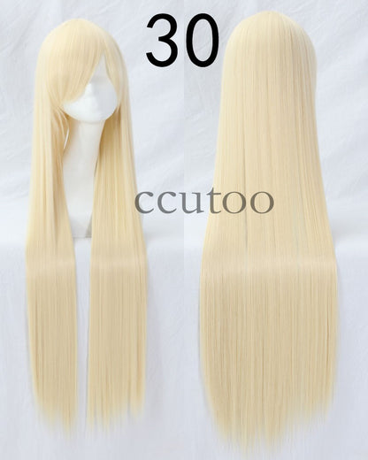 ccutoo 100cm Peruca de Cosplay Reta Sintética de Cabelo Longo de Alta Temperatura 82 Cores Disponíveis