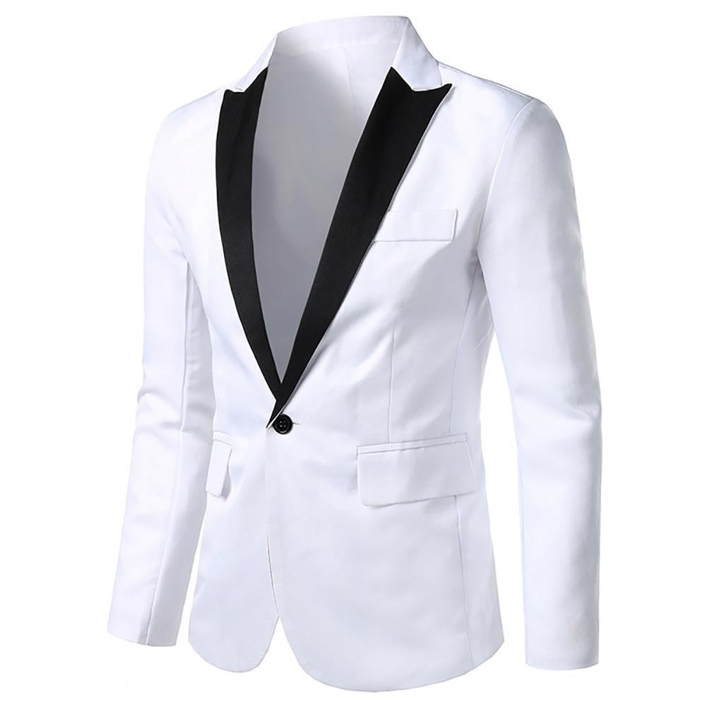 Men Formal Loose Contrast Color Suit Coat Classic Men Suit Coat