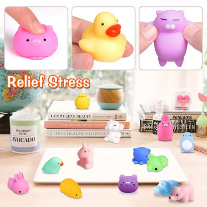 4/5/6PCS Kawaii Squishies Mochi Animal Antistress Toys Stress Relief Ball Relaxing Mood Squeeze Gifts Party Favors for Birthday