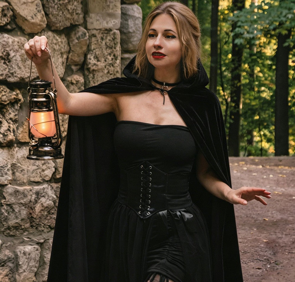 Halloween Cloak Golden Velvet Costume Different Color Adult Costumes Makeup Props Black Death Ball Cloaks