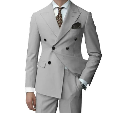 Red Double Breasted Men's Suits Four-buttons 2 Piece Set Blazer Pant Custom Made Wedding Tuxedos Male Prom Party Suits