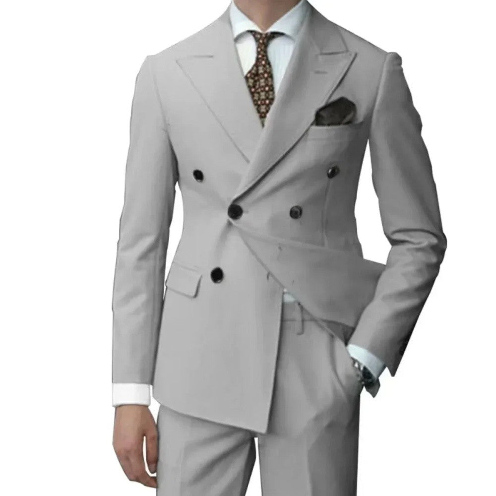 Red Double Breasted Men's Suits Four-buttons 2 Piece Set Blazer Pant Custom Made Wedding Tuxedos Male Prom Party Suits