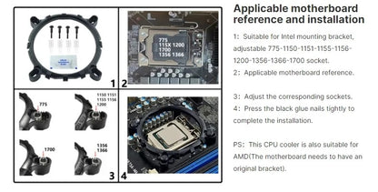 CPU Efficient Cooler Fan 90mm 4pin/PWM PC Tower Type Radiator 2/4/6 Heat Pipe install LGA2011 x79 x99 115x 1200 1700 AMD am3 AM4