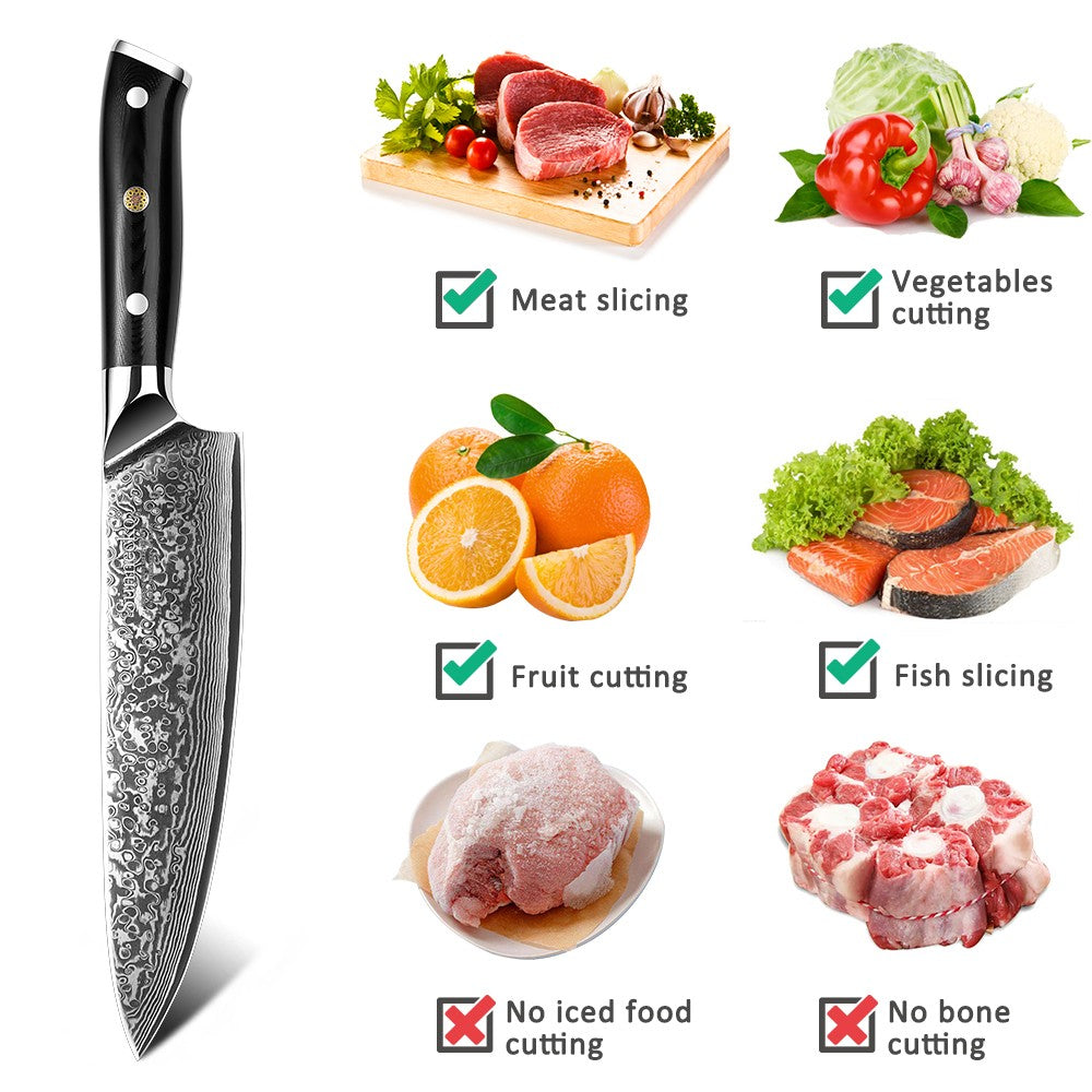 Clássico 1-4 unidades/conjunto Facas de Chefe 73 Camadas Aço Damasco de Alto Carbono Faca de Cozinha Afiada Ferramentas de Corte de Carne e Vegetais