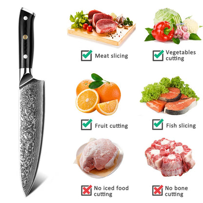 Clássico 1-4 unidades/conjunto Facas de Chefe 73 Camadas Aço Damasco de Alto Carbono Faca de Cozinha Afiada Ferramentas de Corte de Carne e Vegetais