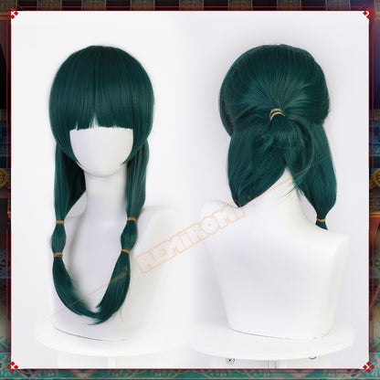 Peruca de Cosplay Maomao Sintética Anime The Apothecary Diaries Cabelo Verde 2 Estilos Kusuriya no Hitorigoto Grampo de Cabelo Touca + Touca de Peruca