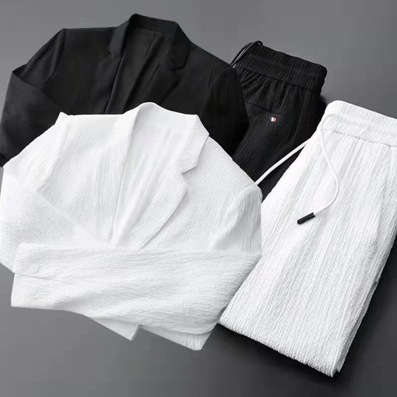 2024 Summer and Autumn New Fashion Suit Men's Long sleeved High end Quality Casual Set Korean Edition Casual Two Piece Set