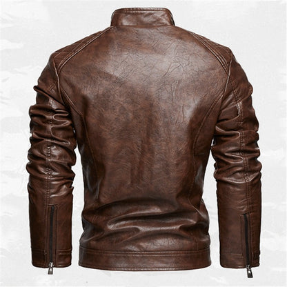 PU Leather Jacket Men Autumn Winter Motorcycles Faux Leather Coats Fashion Male Stand Collar Moto Biker Vintage Casual Outwear