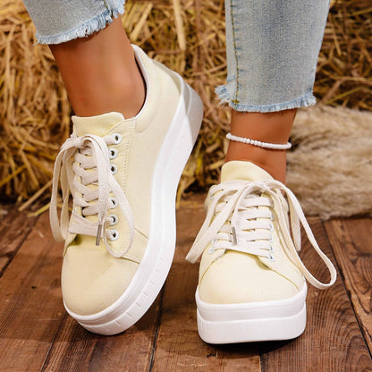 Tênis Feminino 2025 Nova Moda Casual Sapatos Femininos Tênis Designer de Verão Feminino Cadarço Plataforma Esporte Sapatos Feminino