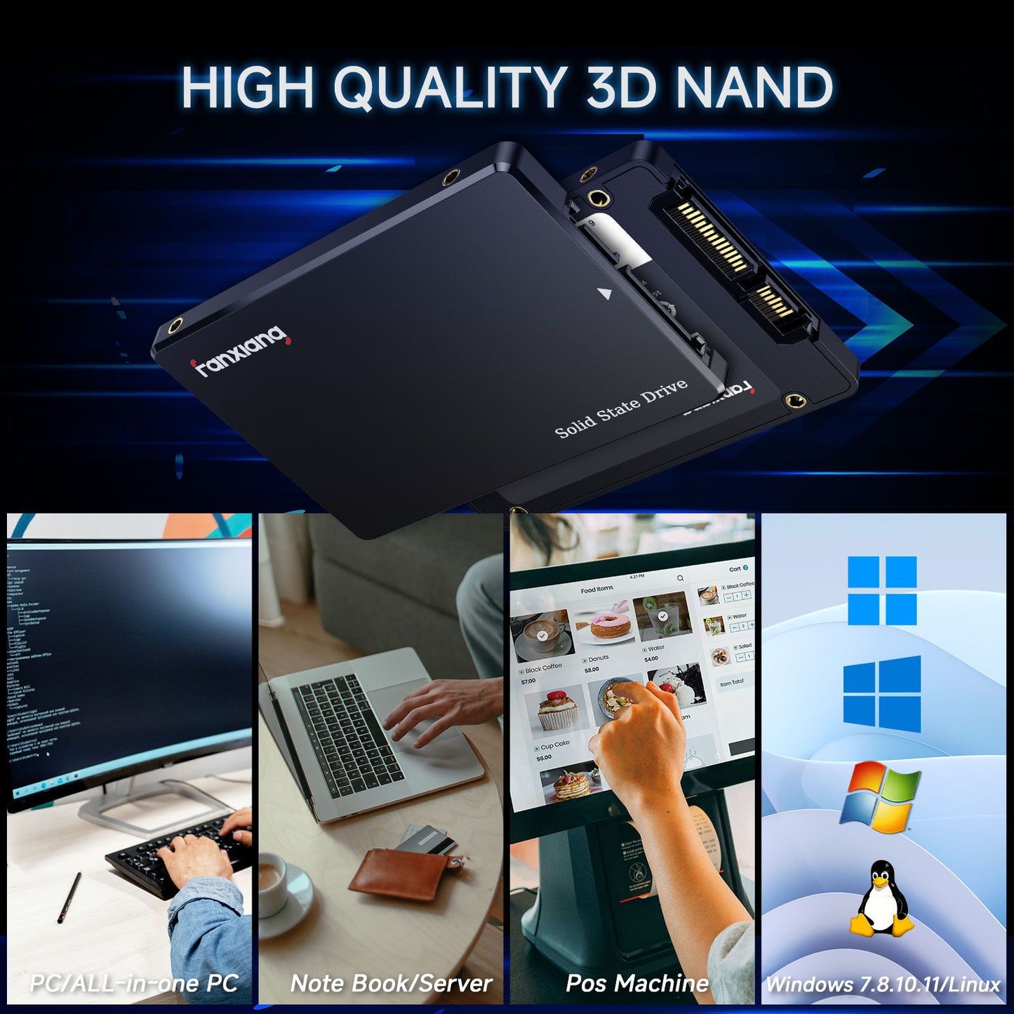 Fanxiang SSD S101Q 2.5 inch SATA SSD 256GB 512GB 1TB 2TB 560MB/s Hard Drive SATA3.0 Internal Solid State Disk For Desktop PC
