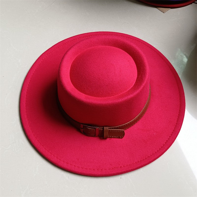 Chapéu Fedora unissex de inverno, superfície circular côncava e convexa, chapéu de jazz de feltro liso, elegante para homens e mulheres.