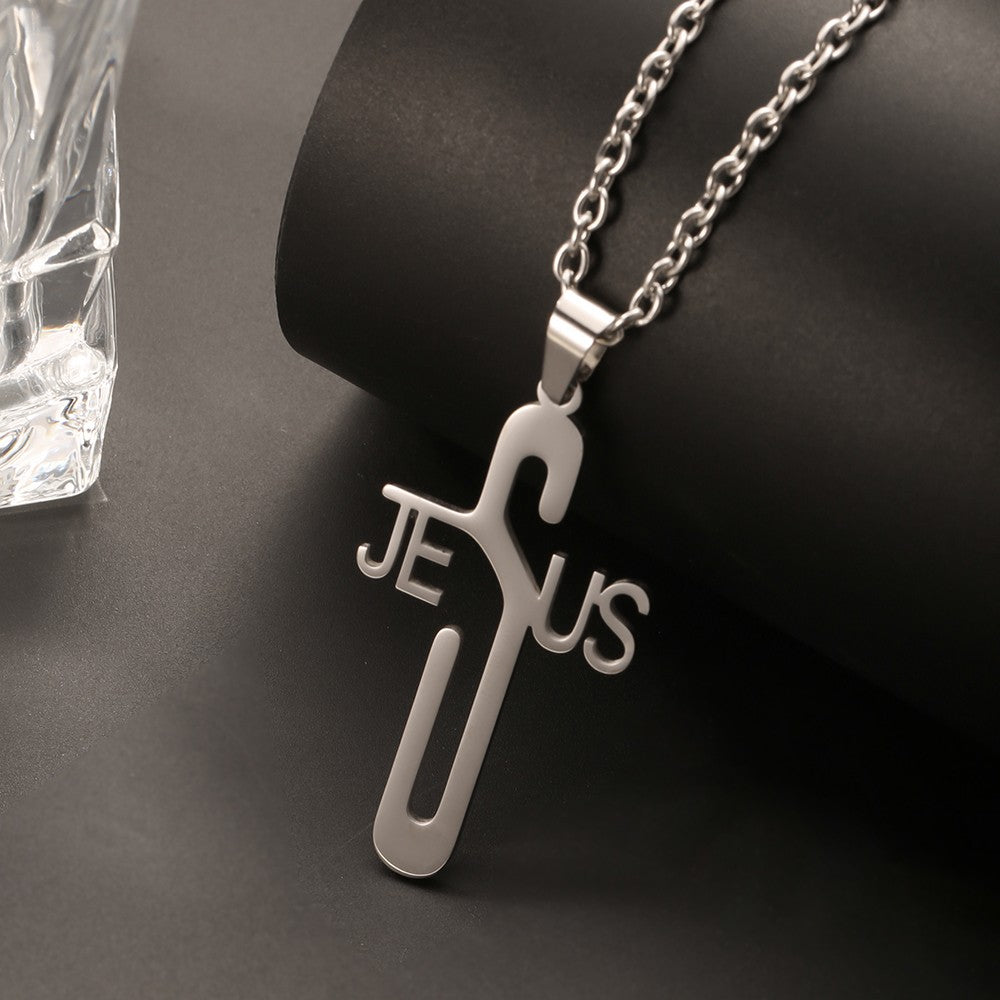 Colar Masculino Minimalista Aço Inoxidável Cruz de Jesus para Homem