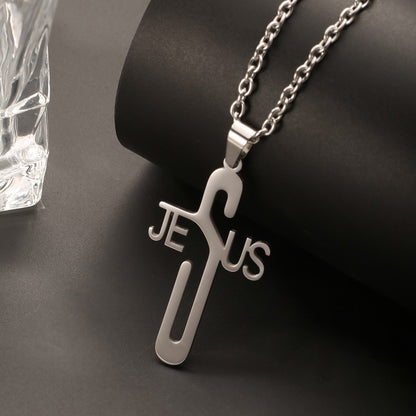 Colar Masculino Minimalista Aço Inoxidável Cruz de Jesus para Homem