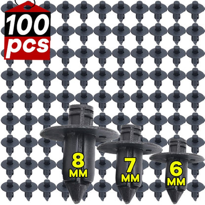 100/50pçs Rebites de Plástico para Carro Presilhas de Fixação para Painel de Carenagem 3 Tamanhos Mistos Pino de Pressão Fixador Automotivo 6mm 7mm 8mm Interior