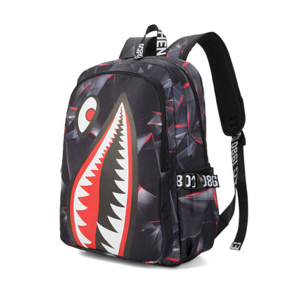Mochila Escolar para Meninos com Estampa de Tubarão para Crianças, Mochilas de Viagem