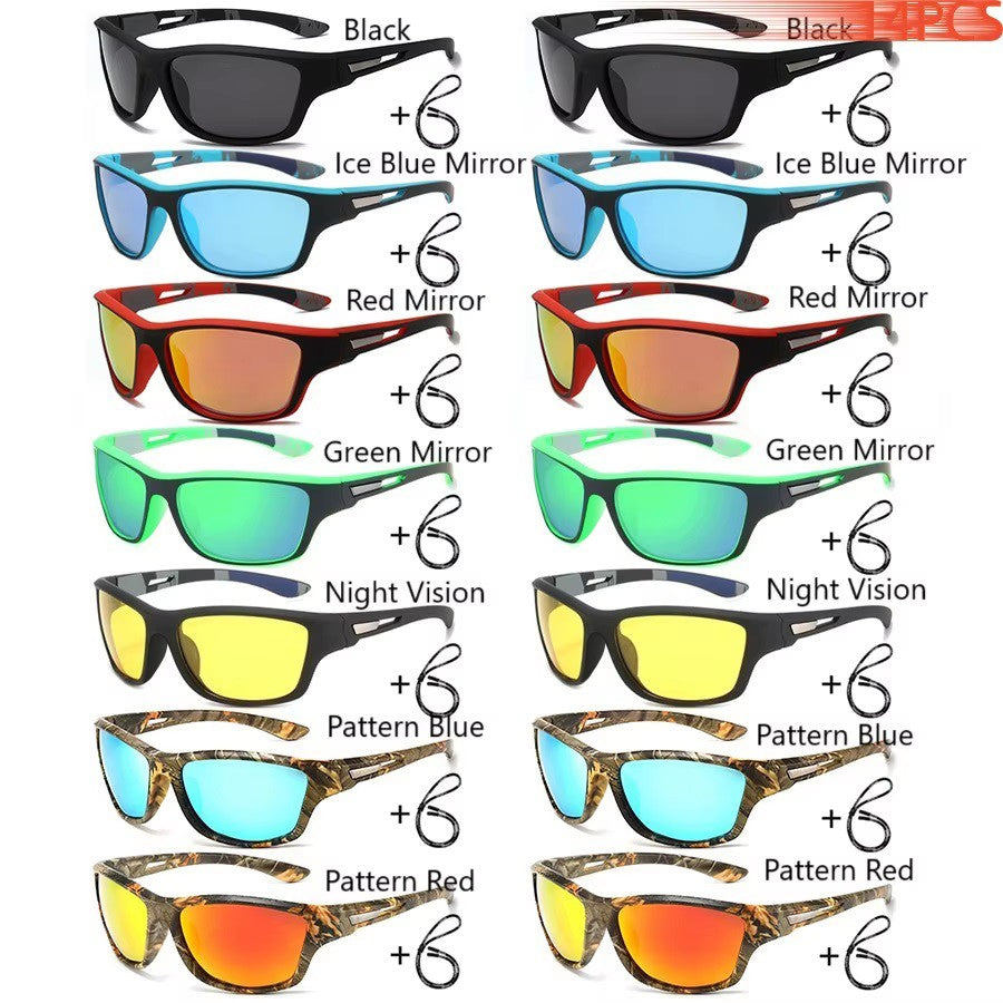 Fashion Polarized Sports Sunglasses With Chain Men Women Brand Designer Retro Sun Glasses Cycling Climbing Fishing UV400 Eyewear