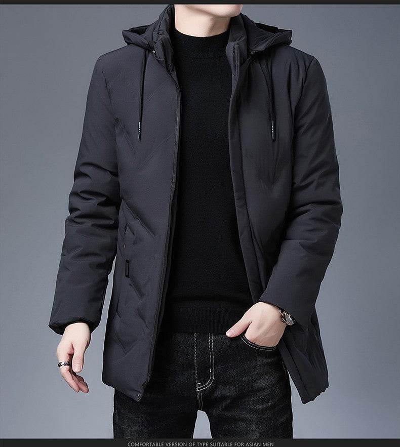 Top Grade Designer New Brand Men Parka Jacket Thick Casual Fashion Windbreaker Hooded Quilted Bubble Coats Long Mens Clothes
