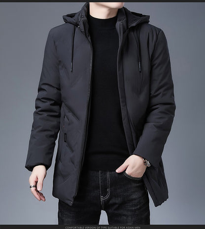 Top Grade Designer New Brand Men Parka Jacket Thick Casual Fashion Windbreaker Hooded Quilted Bubble Coats Long Mens Clothes