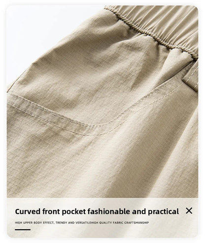 Calça Masculina Casual Cleanfit Estilo Americano para Esportes ao Ar Livre Nove Pontas Solta em Tela Confortável Elegante e Sofisticada