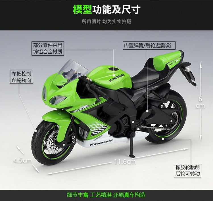 Maisto 1:18 Kawasaki Ninja Zx-10r Zx 10r Modelo de Moto Modelo em Liga