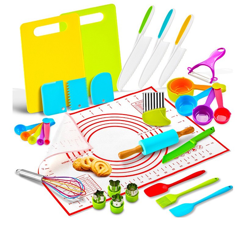 Novo Conjunto de Cortadores de Cozinha Infantil Faca Infantil Cortador de Criança Faca de Plástico para Bolo Frutas Crianças Ferramentas Descascadoras DIY Acessórios de Cozinha