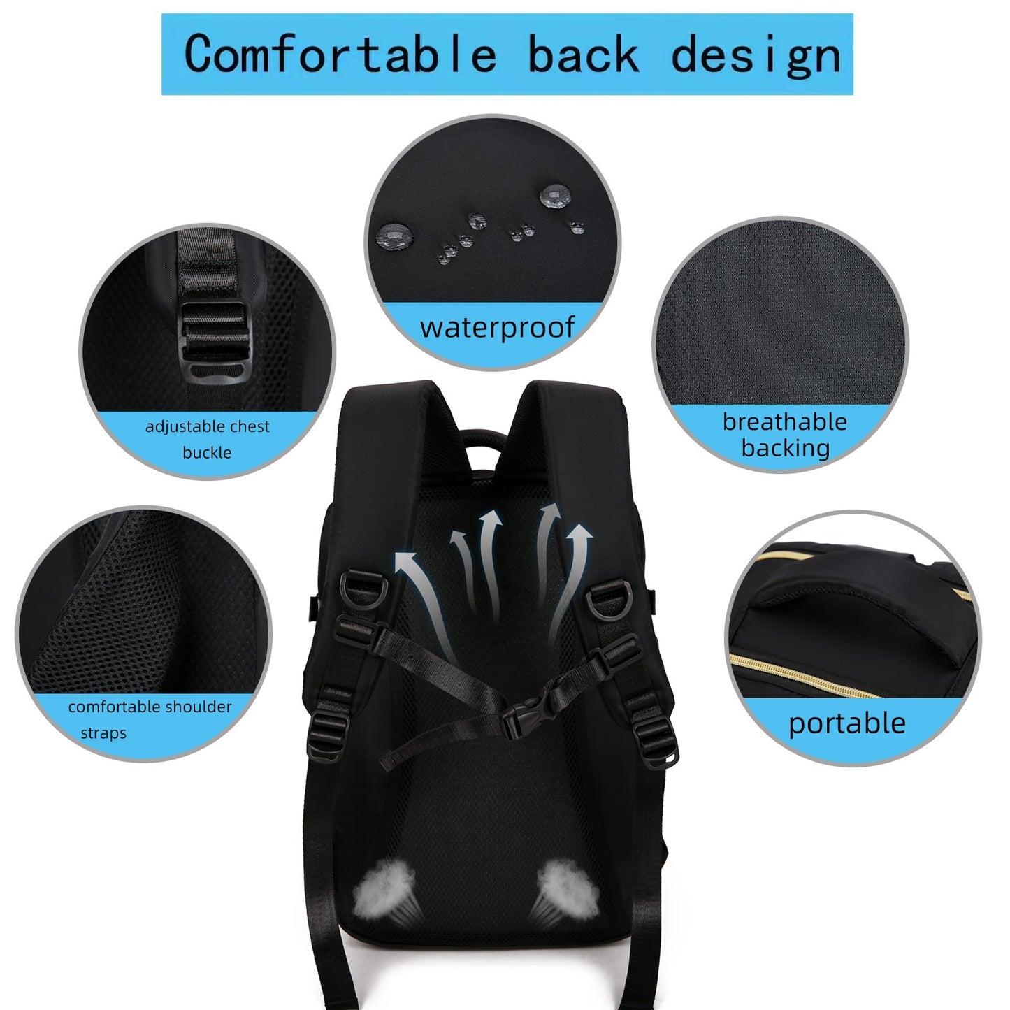 Mochila de Viagem Grande Capacidade Multifuncional para Laptop Escolar Esportes ao Ar Livre Diária com Compartimento para Sapatos