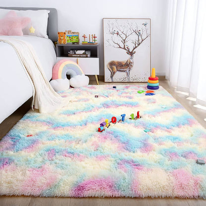 Lochas Super Soft Plush Tie Dye Velvet Rugs for Home Decor Large Size shaggy Rug Fluffy Carpet For Living Room Bedroom Kids Room