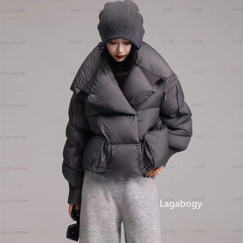 Lagabogy 2025 Winter Puffer Jacket Women Short 90% White Duck Down Coat Female Streetwear Warm Parkas Removable Sleeves Outwear