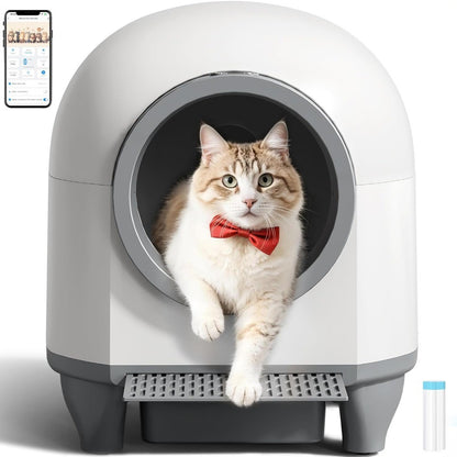 Caixa Sanitária de Limpeza Automática, Caixa Sanitária Automática de 90 L para Vários Gatos Controlada por Aplicativo com Sensores Inteligentes