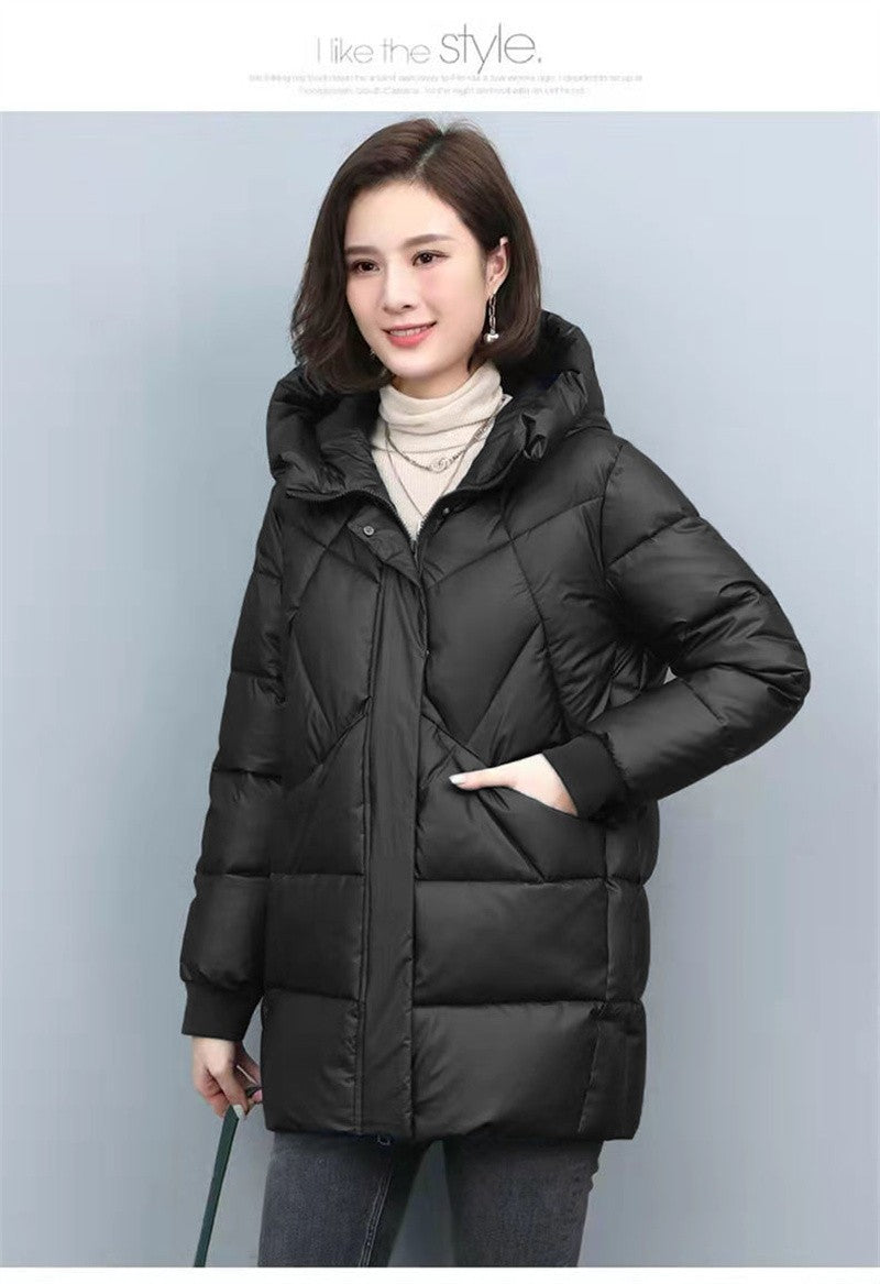 2023 Hooded Cotton Coat Women's Mid-Length Winter Jackets Elegant Mother's Parkas Padded Jacket Thick Down Padded Jacket Vintage
