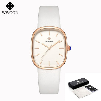 WWOOR New Reloj Fashion Women's Bracelet Watch Luxury Brand Elegant Dress Quartz Clock Waterproof Top Ladies Wristwatch Gift Box