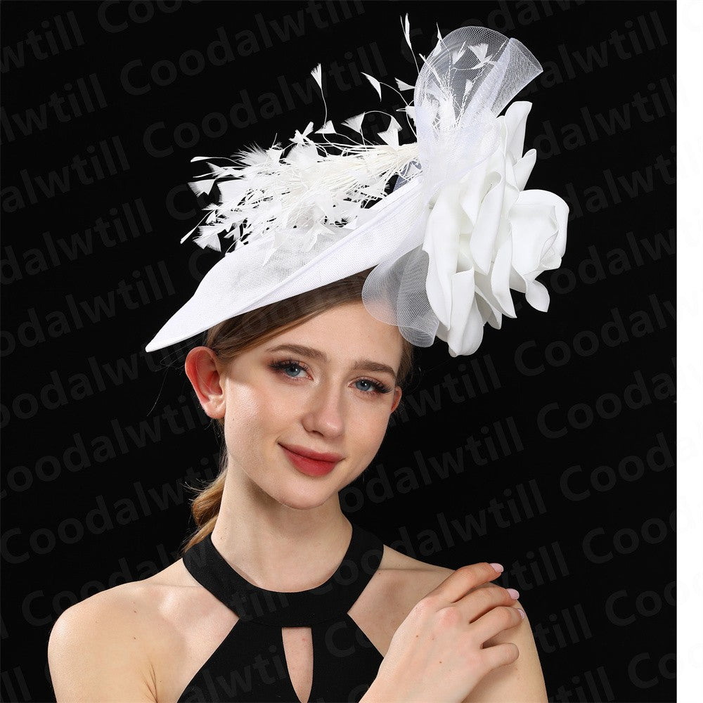 Big Flower Wedding Fascinator Hat Women Formal Party Tea Headpiece Ladies Cocktail Church Chapeau Cap Headband Woman Millinery