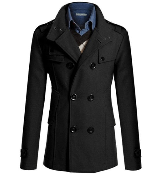Men's Wool Blend Overcoat, Mid-Length Trench Coat Man, Autumn And Winter Mans Slim Fit Overcoat