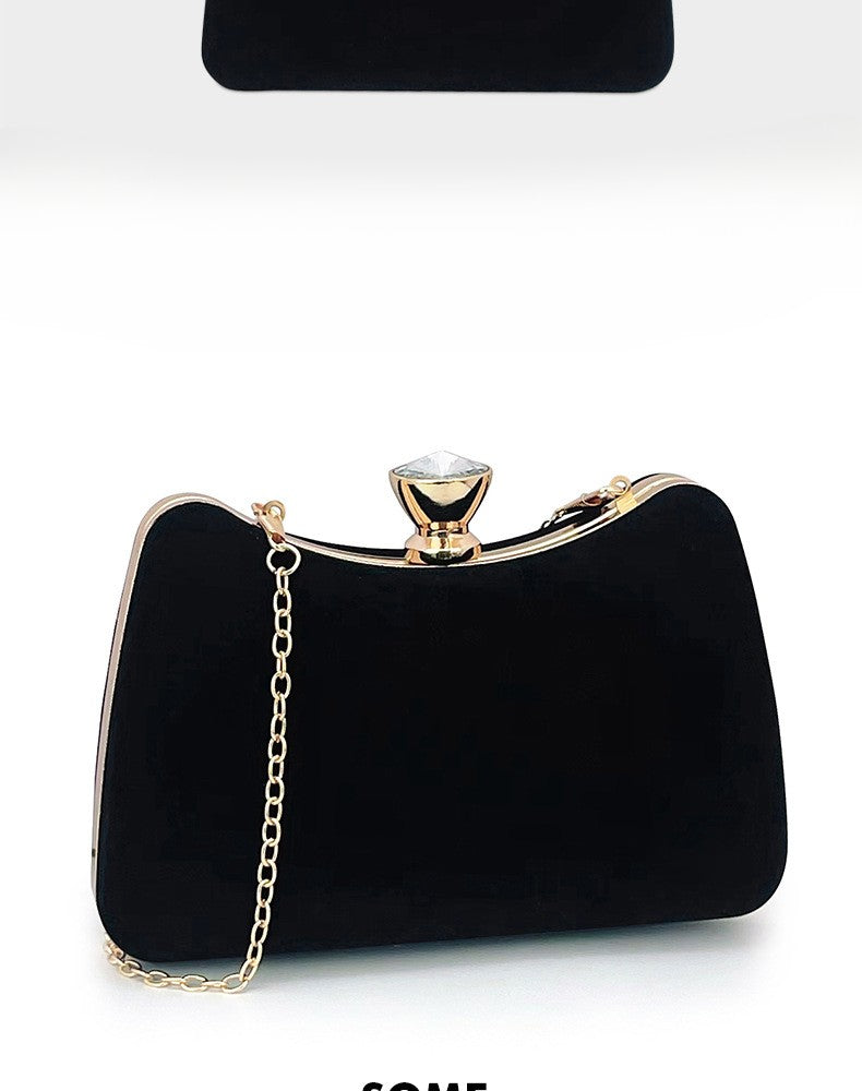 Luxury Black Satin Evening Clutch Bag High-Quality Flannel Small Handbag Elegant Dinner Party Crossbody Wallet for Women