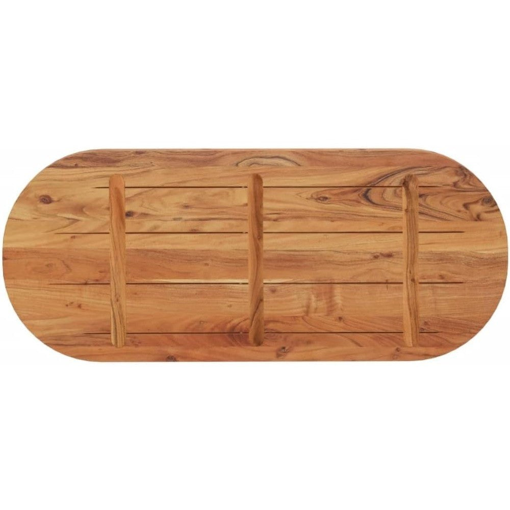 Oval Solid Acacia Wood Table Top 39.4X15.7X1.5 in Untreated Customizable for Dining Crafting Indoor Outdoor Use Replacement Woo