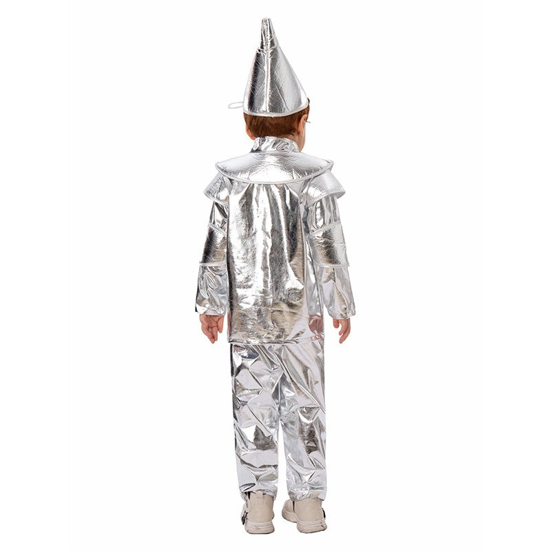 2025 New Arrival Silver Red Heart Wizard Boy Oz Tin Man Halloween Costume For Kids