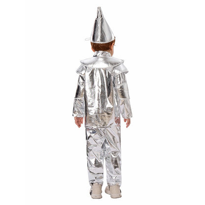2025 New Arrival Silver Red Heart Wizard Boy Oz Tin Man Halloween Costume For Kids