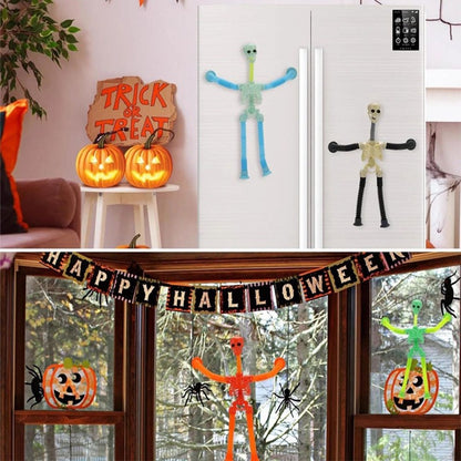 1-16PCS Fidget Toys Transformable Telescopic Toys Halloween Sensory Toys Kids Prize Suction Cups Skeleton Person Stretching Tube