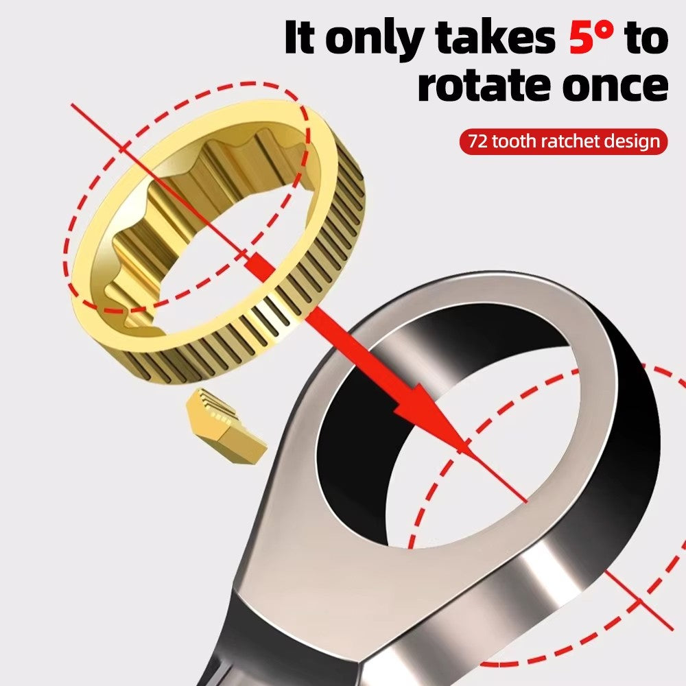 1 Chave de Catraca Dourada, Chave Universal Flexível com Torque para Ferramentas de Reparo Automotivo, Ferramenta Manual Métrica Multi Antiderrapante