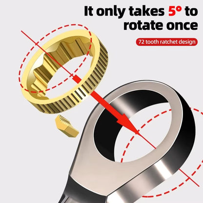 1 Chave de Catraca Dourada, Chave Universal Flexível com Torque para Ferramentas de Reparo Automotivo, Ferramenta Manual Métrica Multi Antiderrapante
