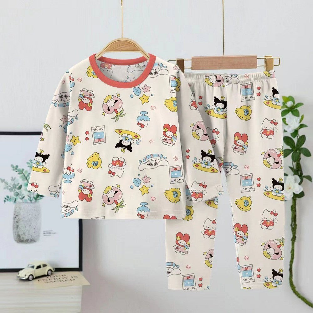 Anime Cinnamoroll Children Pajama Sets Soft Round Neck Comfortable Kids Pajama Suit Causal Loose Breathable Boys Girls Nightwear