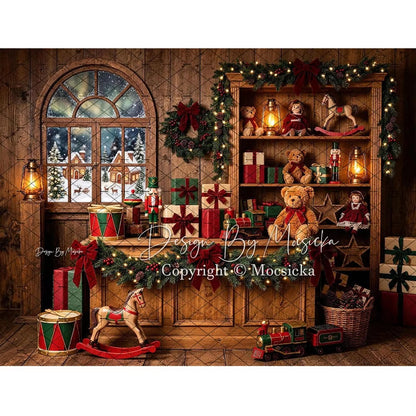 Christmas decoration scene photo studio photography background toy store teddy bear gift box Christmas yard decoration supplies