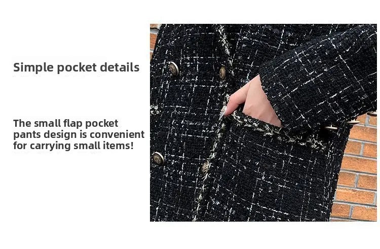 Thickened Cotton Tweed Coat for Women Spring Loose Plaid Outerwear Cozy Style Large Size Patchwork Small Suiting
